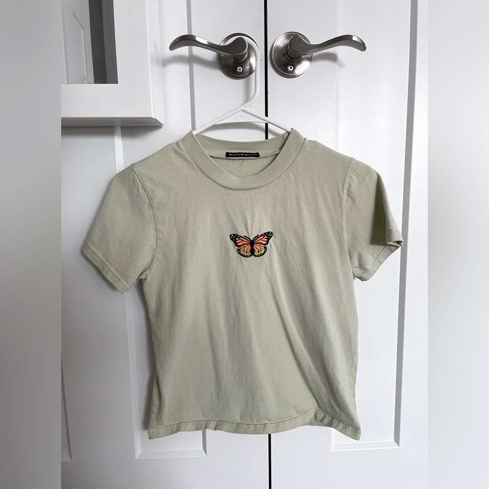 Tan Brandy Melville Butterfly Shirt